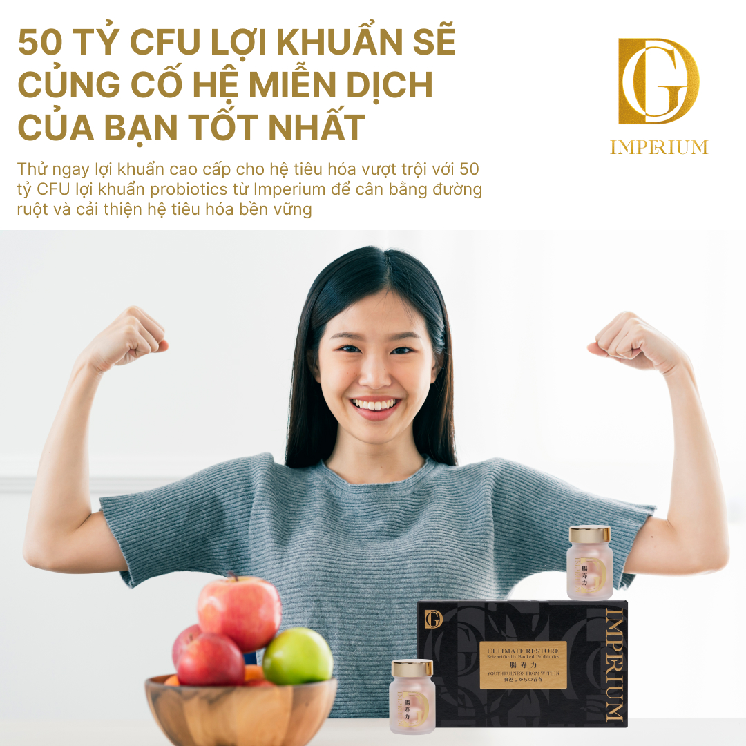 Viên uống bổ sung IMPERIUM ULTIMATE YOUTH AND VITALITY dưỡng ẩm da và tăng cường năng lượng, tăng sức đề kháng, phù hợp để làm quà tặng cho cấp trên, bạn bè, đồng nghiệp [60 viên/lọ]