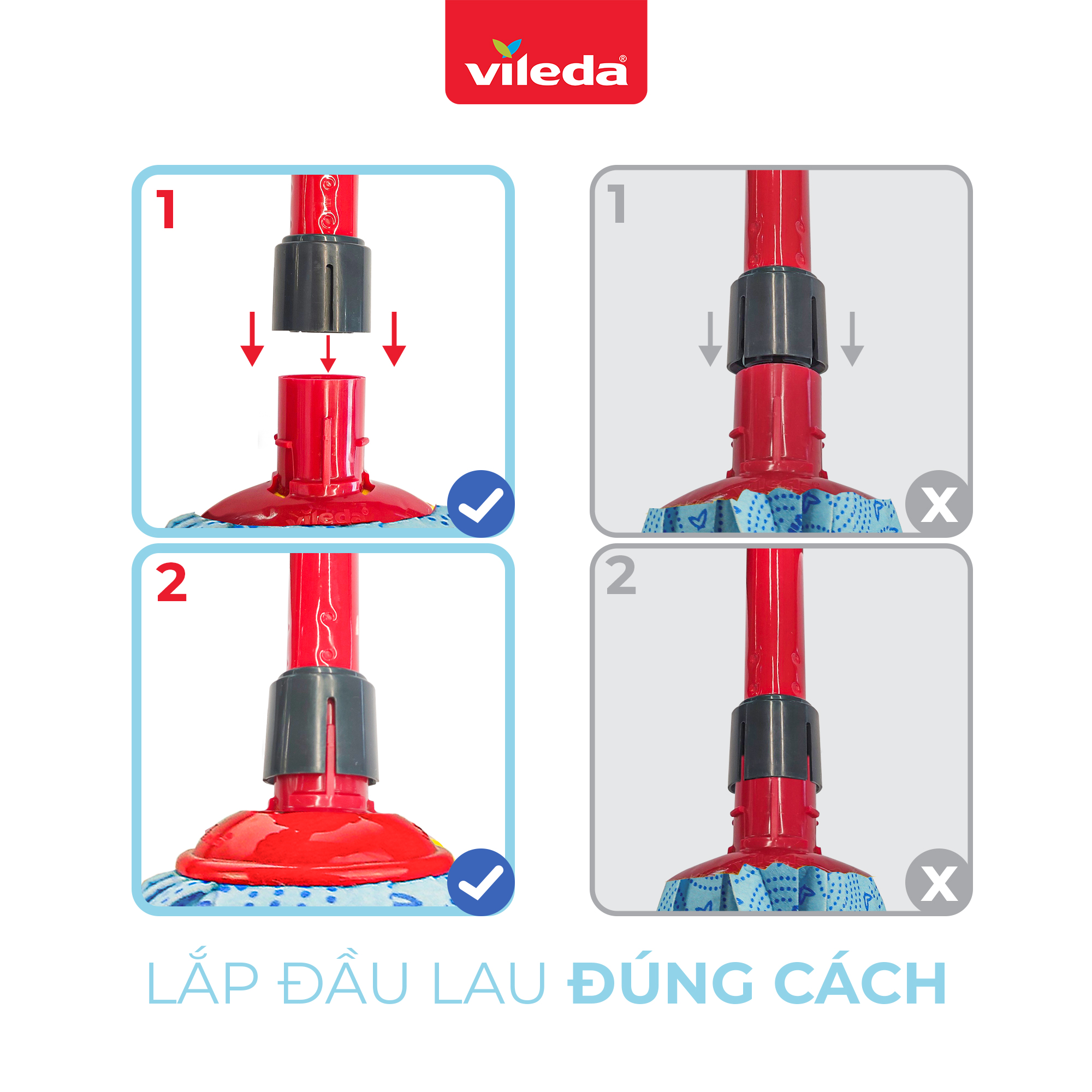 Cây lau nhà đa năng VILEDA Supermocio Wet vải sợ microfibre, đa năng cho mọi loại sàn nhà