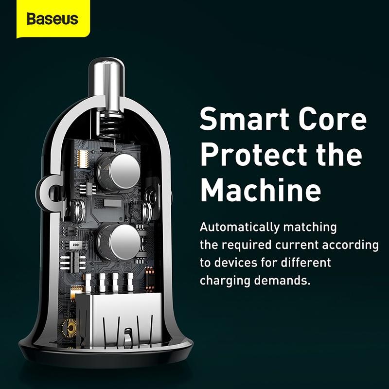 Tẩu sạc 2 cổng USB dùng trên xe hơi Baseus Grain Pro Car Charger
