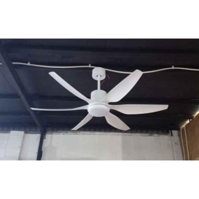Quạt Trần 6 Cánh Trắng ABS nguyên nhân 5 tiêu chuẩn mức độ khuyến mãi Móc cao su đặc Treo Quạt Có Đèn LED, Có Điều khôn