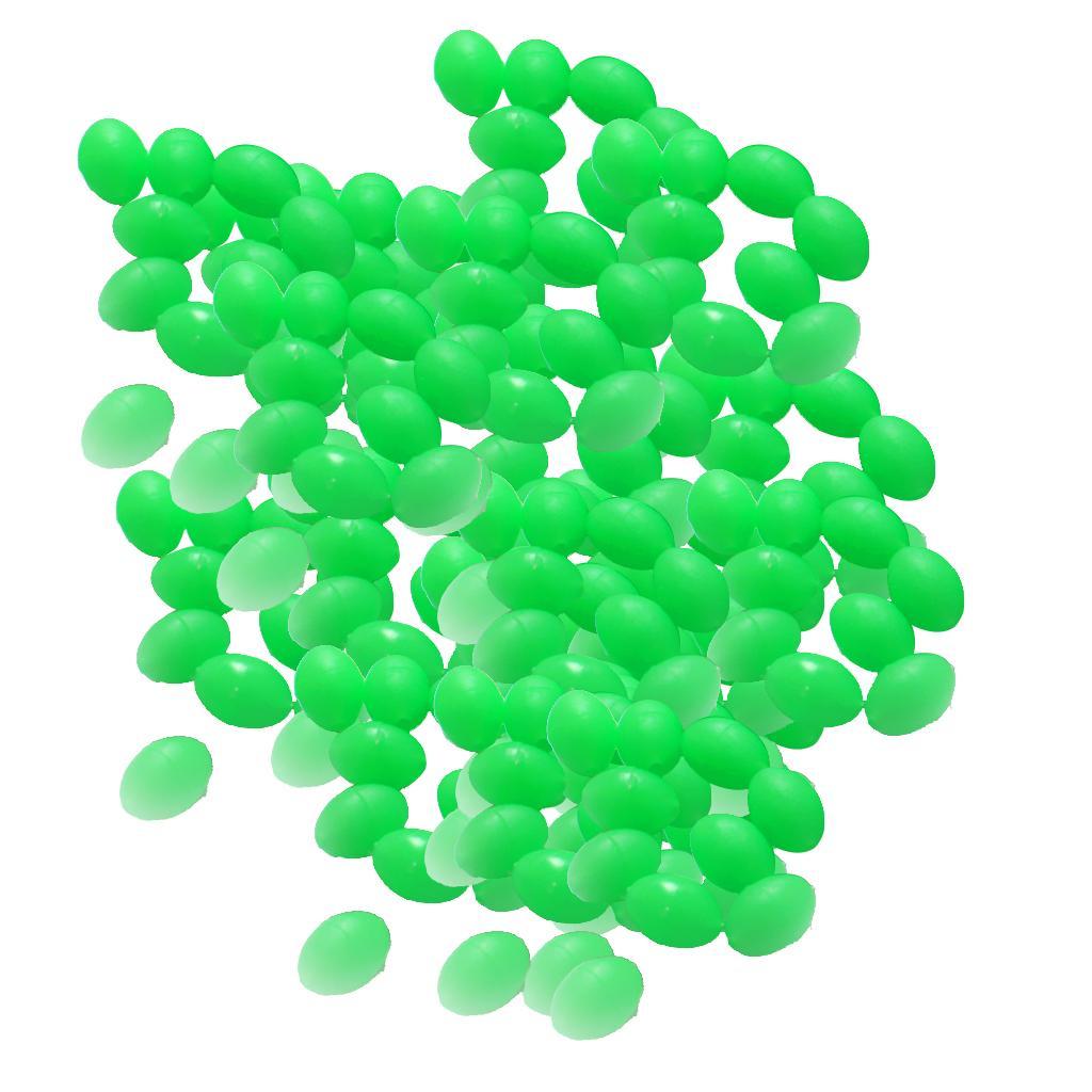 1 Set 200PCS/Set Luminous Fishing Beads Green Assorted Hard Plastic Oval Shaped Bead Glow Fishing Lures Baits Accessory with Fishing Tackle Box
