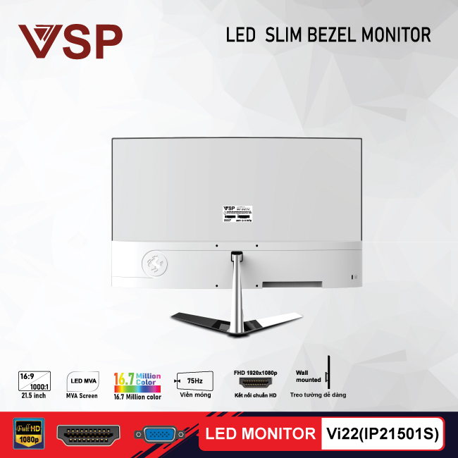 Màn hình VSP Vi22 IP21501S 22inch (21.5&quot; FHD IPS 75Hz , HDMI+VGA) - Hàng chính hãng TECH VISION phân phối