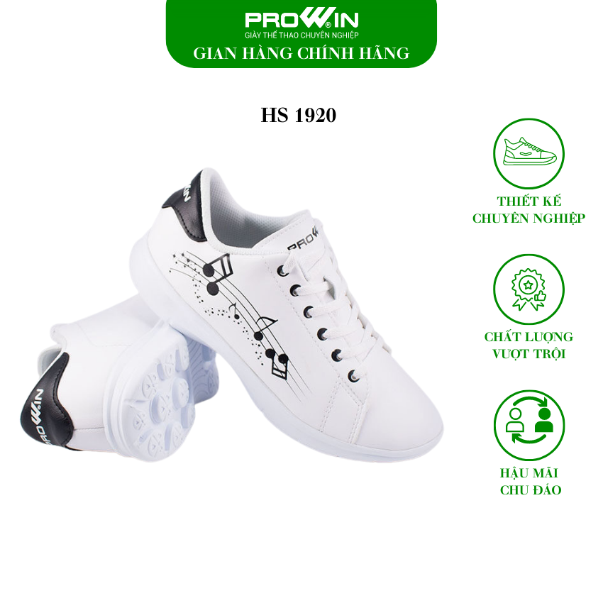 Giày học sinh Prowin HS1902X - Trắng Đen - 37