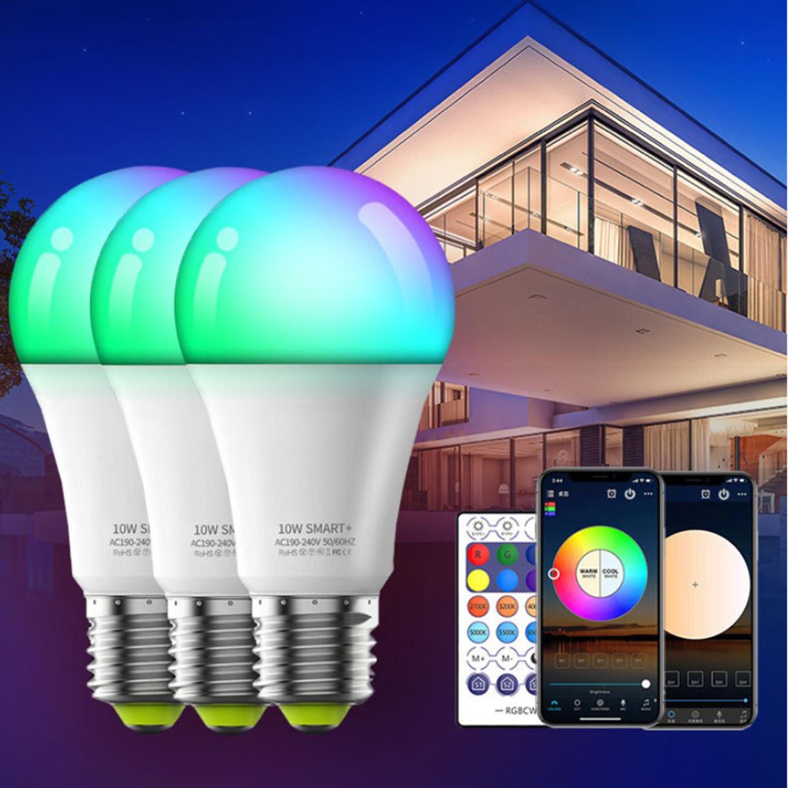 Dimmable Smart Bulb LED Light 10W Remote Control RGB E27 2700K-6500K 350LM