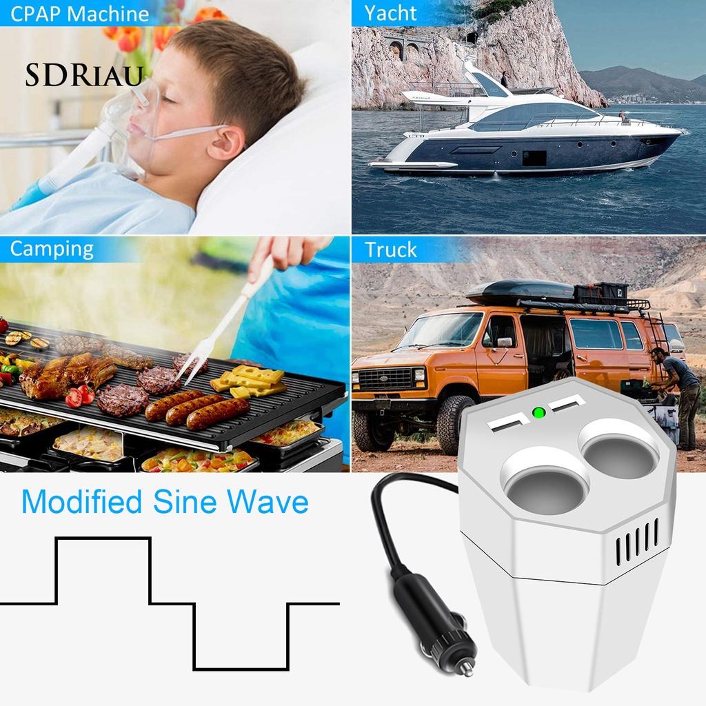 *QCDZ* Power Inverter Dual USB Port Multifunctional ABS Car Cup Inverter Adapter for 12V Cars