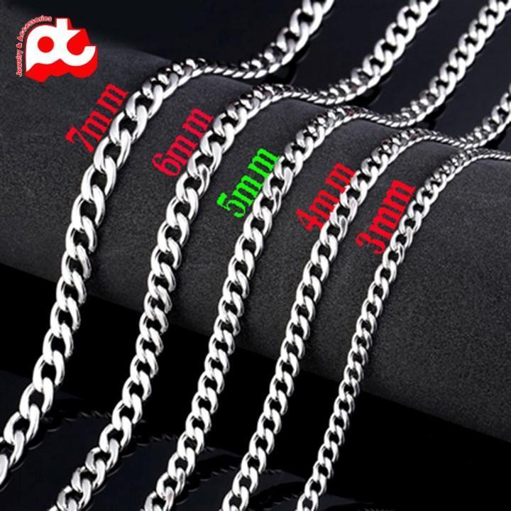 Dây chuyền nam nữ titan cao cấp đẹp sang trọng hỏa tiển trơn trangsucpt kích cỡ 2mm trắng PTDCNA12