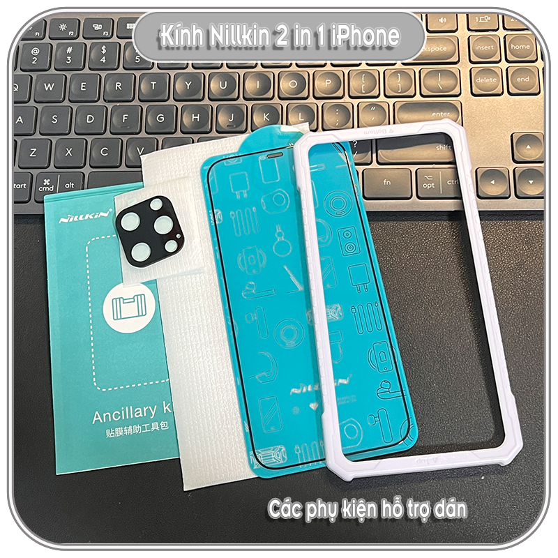 Kính cường lực cho iPhone 12 - 12 Pro - 12 Pro Max Nillkin 2 in 1 Full Màn Hình + Cường Lực Camera - Hàng Nhập Khẩu