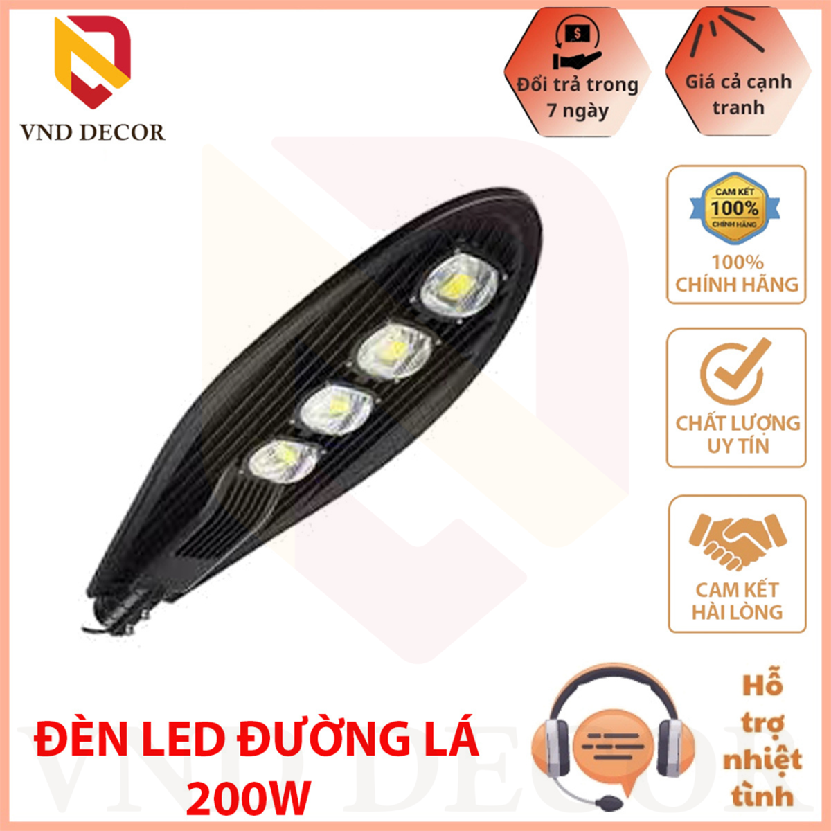 Đèn Led Đường Phố Chiếc Lá Chip COB Công Suất 50W-100W-150W-200W Ánh sáng Trắng