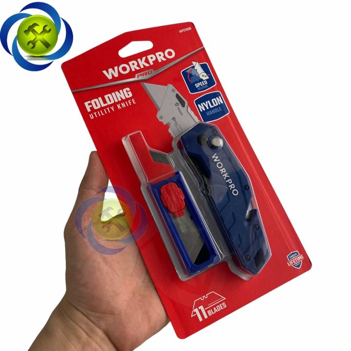 Dao rọc cáp gấp gọn Workpro WP211008 cán nhựa thay lưỡi nhanh