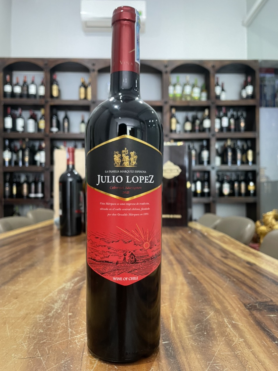 [Set quà tặng] Hộp gỗ 6 chai rượu vang Chile Julio Lopez