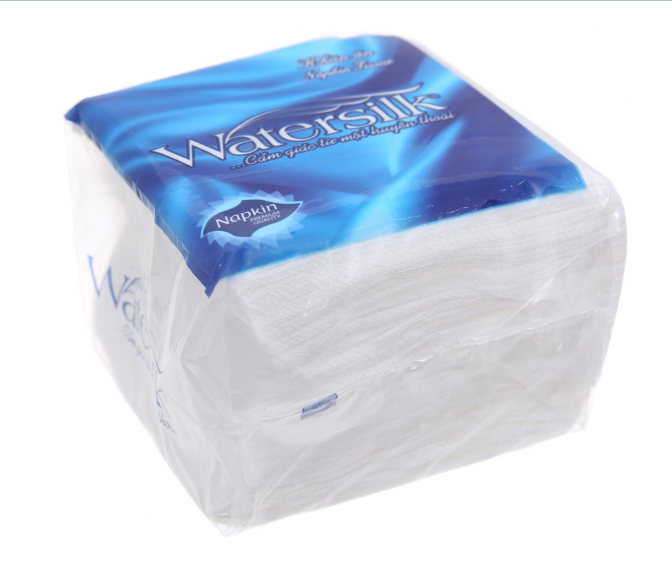 Khăn giấy ăn Watersilk 1 lớp gói 120 tờ 210x210mm