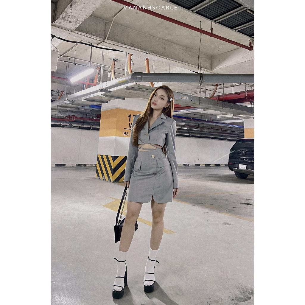 Set vest nữ VANANHSCARLET buộc dây thắt eo
