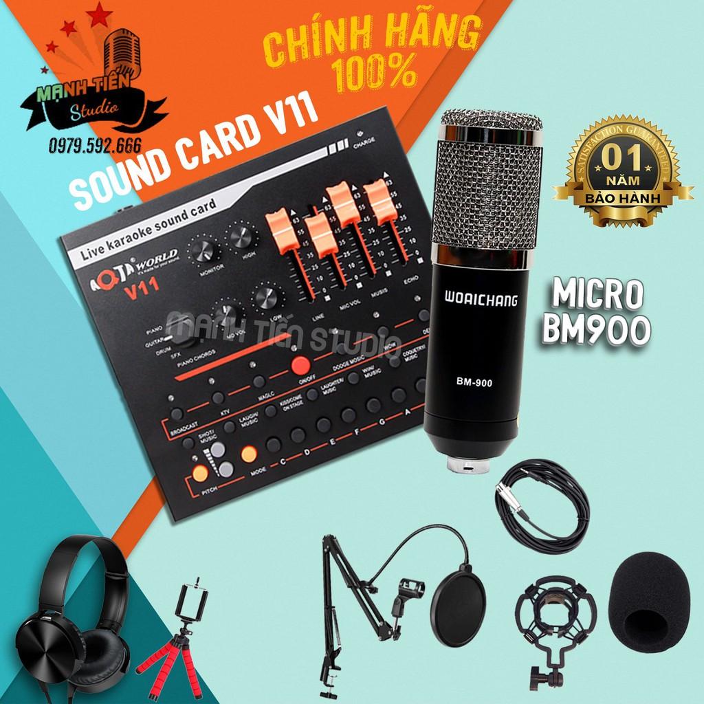 Combo micro BM900 + Sound card V11 giúp bạn thể hiện giọng hát siêu đỉnh của mình - karaoke, hát livestream, thu âm