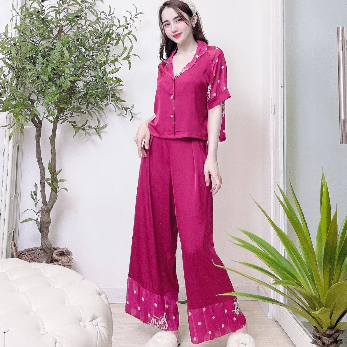 Đồ Bộ Lụa/Lanh/Satin Dài Mặc Ở Nhà Nữ - Bộ Ngủ Nữ Tay Cánh Tiên Mặc Mùa Hè, Nhiều Mẫu Dễ Thương