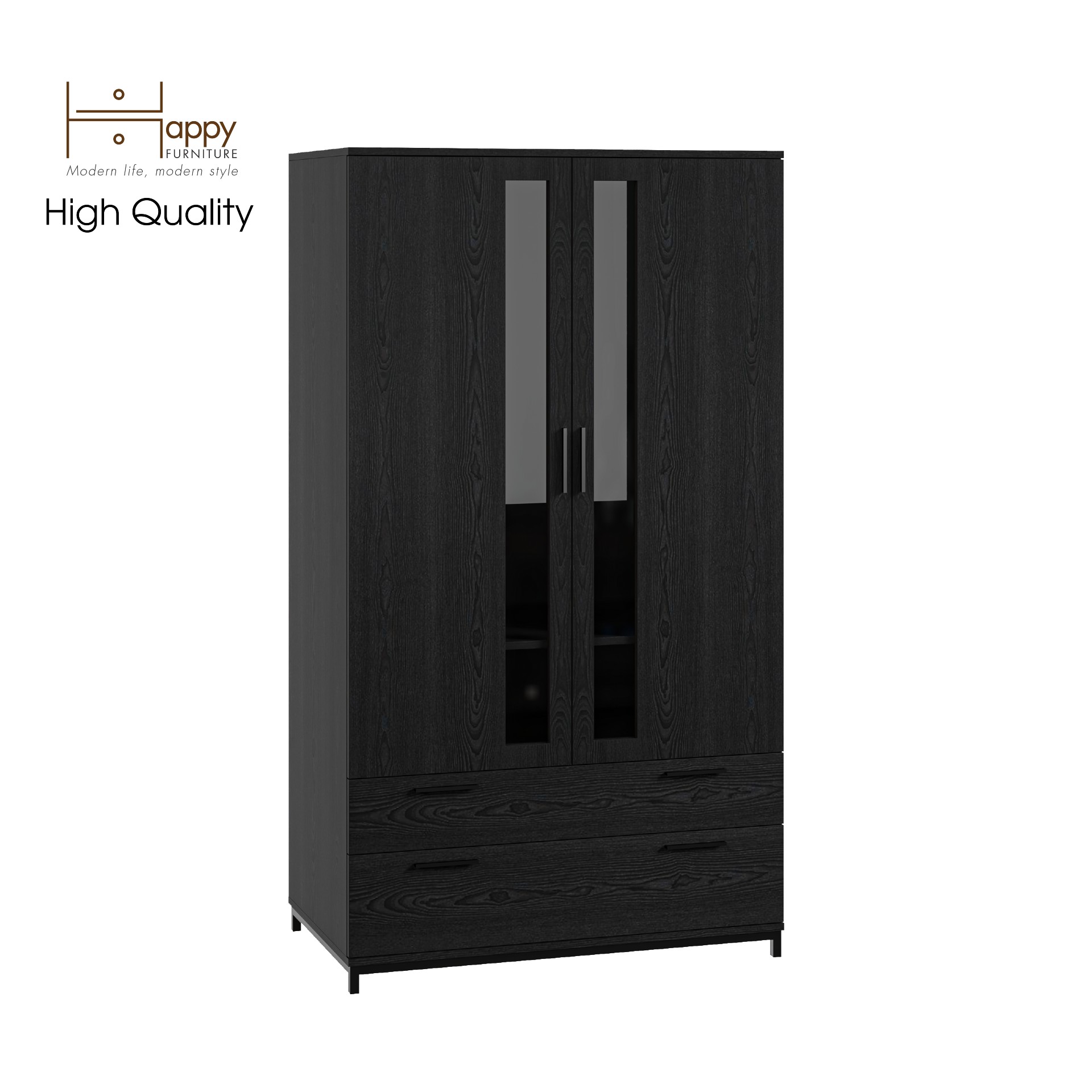 [Happy Home Furniture] LOUIS , Tủ quần áo 2 ngăn kéo 2 cửa mở - chân sắt , 100cm x 58cm x 180cm ( DxRxC), TCM_033