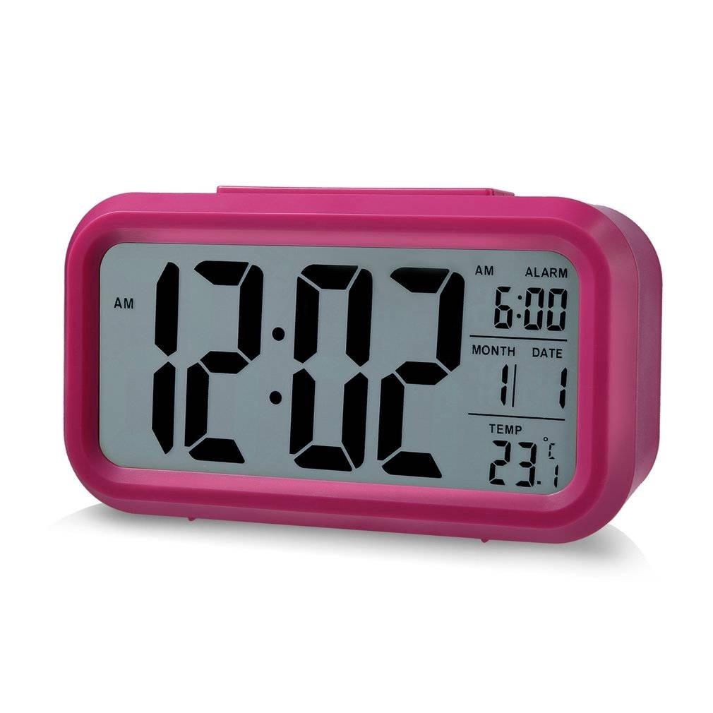 LED kỹ thuật số đồng hồ báo thức điện tử Thời gian đèn nền với lịch và nhiệt kế