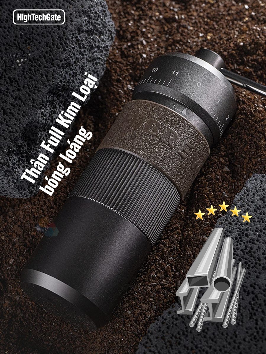 Máy Xay Cà Phê Cầm Tay G4B Toàn Bộ Kim Loại Cao Cấp, Hệ Thống 6 Cánh Core Kép, 55 Cấp Độ 11 Level, Hàng Chính Hãng