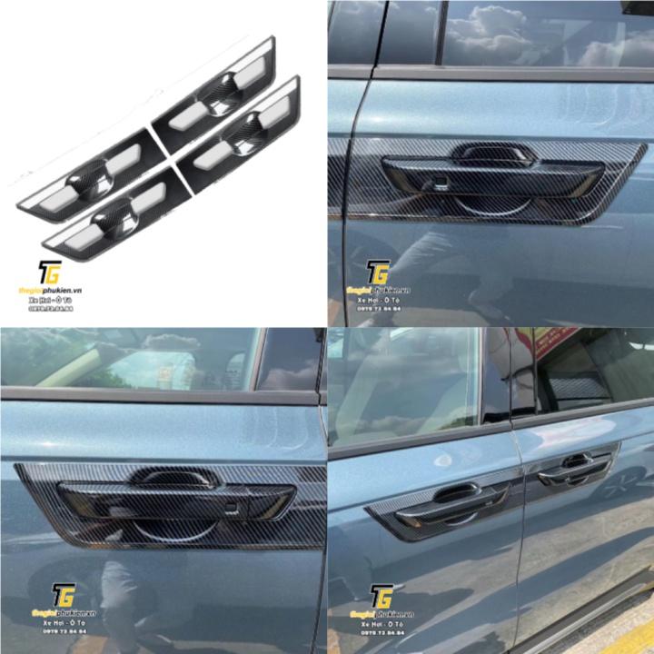 Bộ ốp tay nắm cửa, hõm cửa xe Kia Carnival vân Carbon