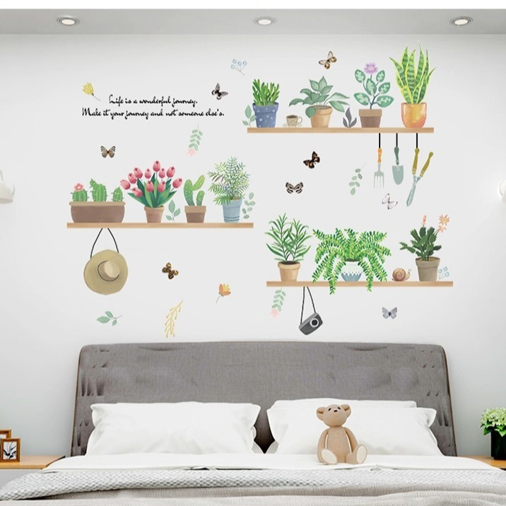 BỘ DECAL TRANH TRANG TRÍ DÁN TƯỜNG PHÒNG KHÁCH, PHÒNG NGỦ &quot; VƯỜN HOA NHÀ EM&quot;