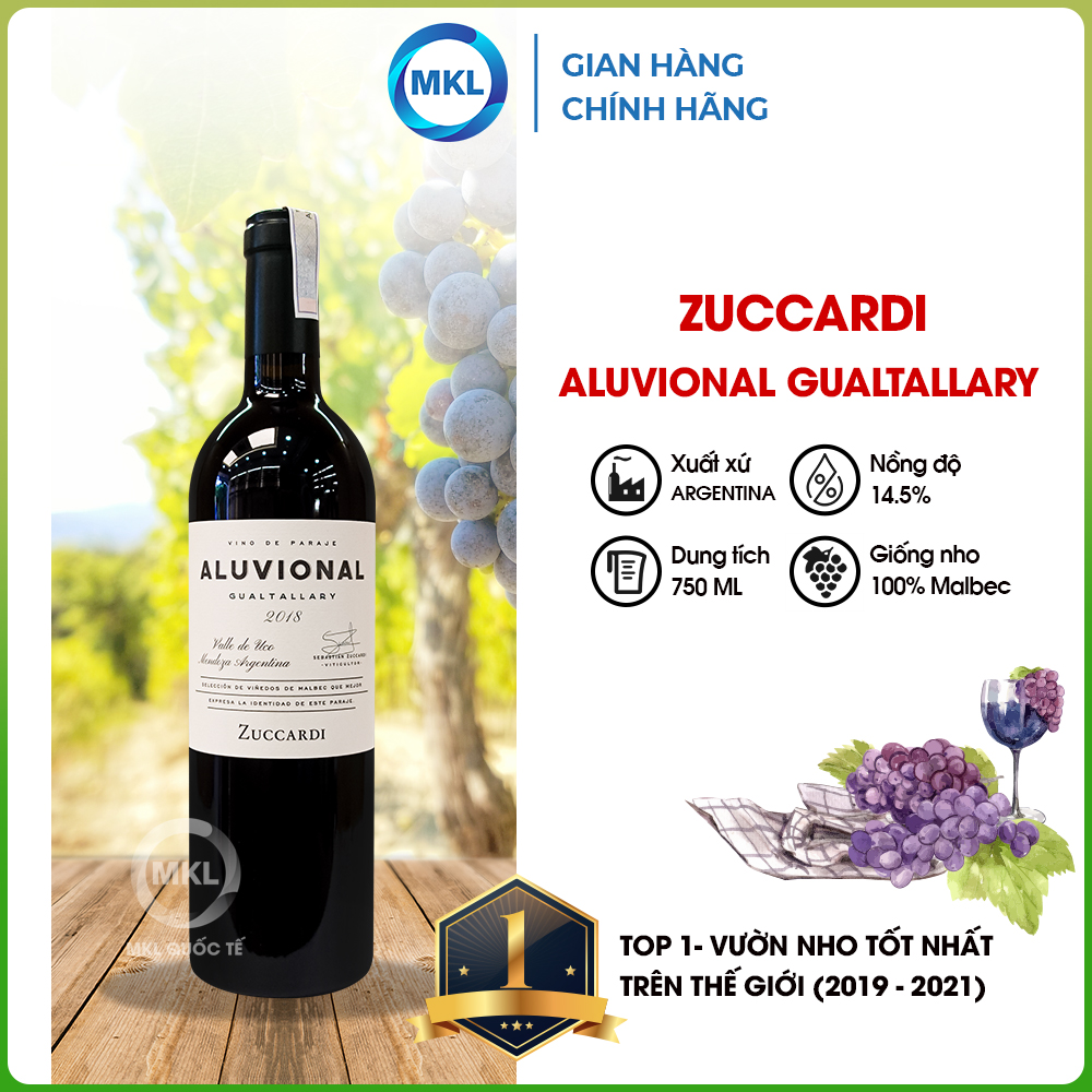 Rượu Vang Đỏ Zuccardi Aluvional Guatallary 750ml 14.5% - Argentina - Hàng Chính Hãng