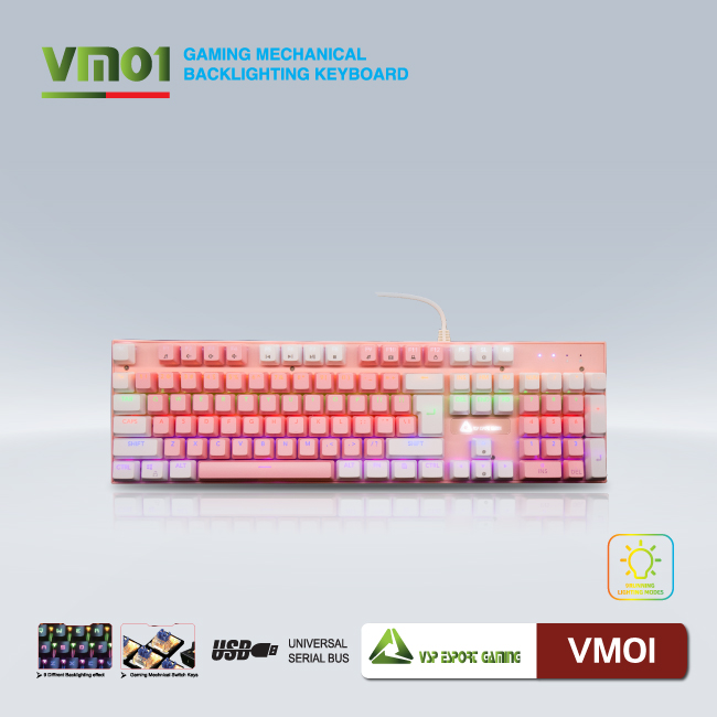 Bàn phím cơ VSP eSport HN Gaming VM01(HỒNG) - Hàng nhập khẩu