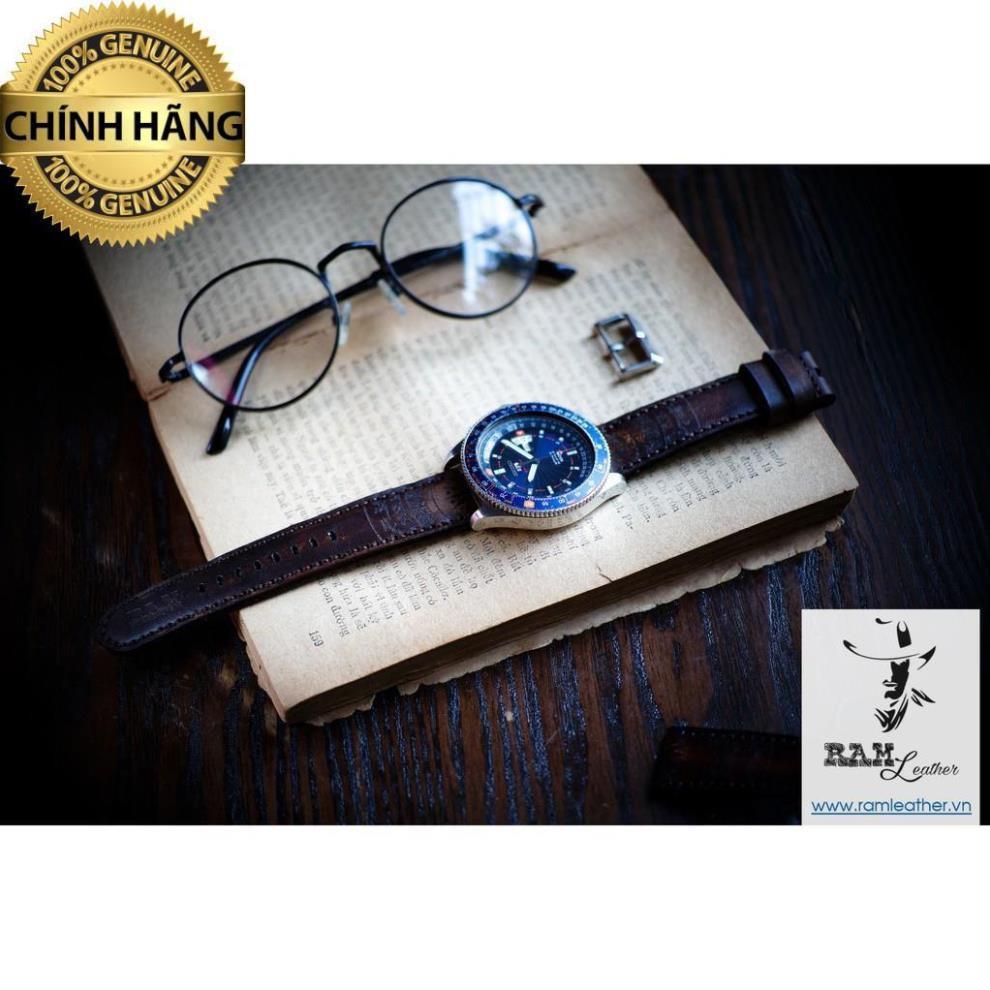 DÂY ĐÒNG HỒ TRỐNG ĐỒ DA BÒ Ý VEGTAN SOCOLA - HÀNG CHÍNH HÃNG