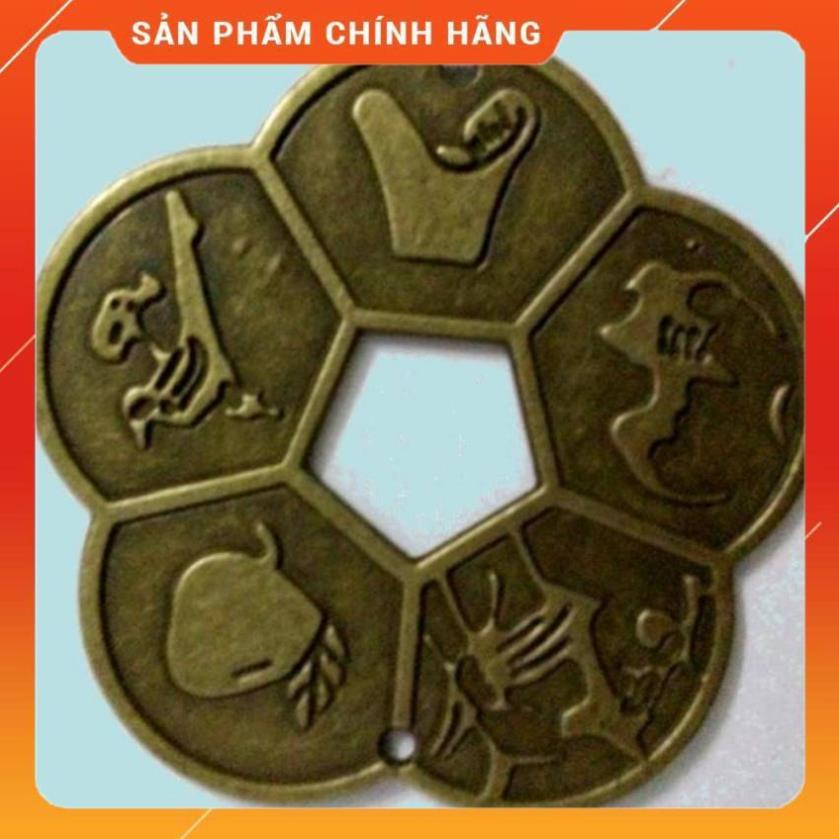 Đồng tiền hoa mai 5 cánh- phụ kiện phong thủy, cầu tài lộc- brown 206570