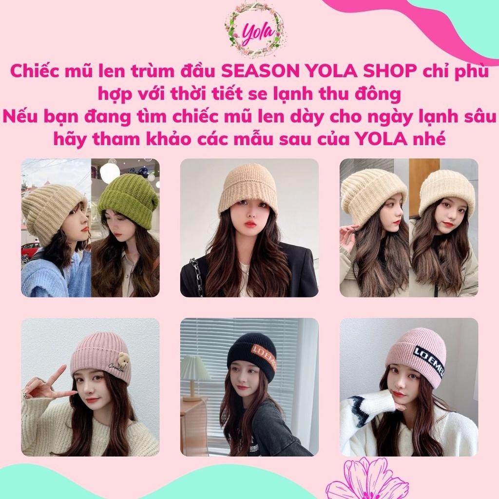 Mũ len nữ trùm đầu YOLA shop Mũ len hàn quốc dệt kim giữ ấm thu đông se lạnh năng động cá tính - QUÀ CỘT TÓC MULE.001