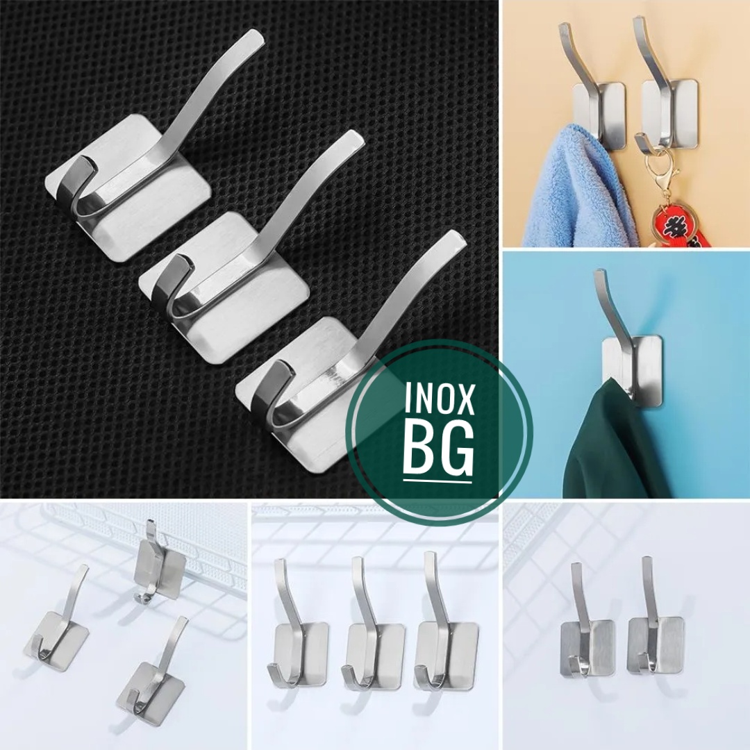 [Inox 304] Móc đơn trên dưới dán tường siêu chắc (có kèm miếng dán)