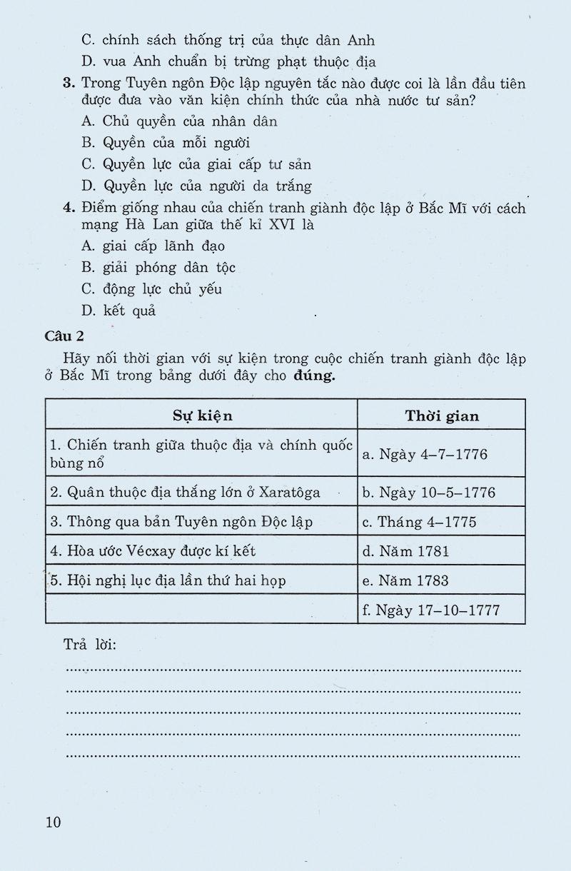 Sách Các Dạng Câu Hỏi Và Bài Tập Trắc Nghiệm Lịch Sử Lớp 11