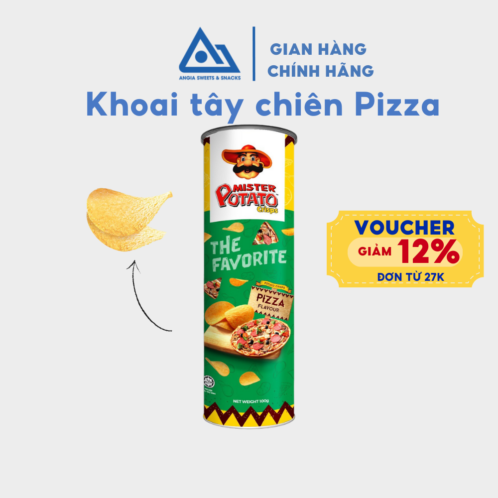 Snack khoai tây miếng chiên vị pizza Mister Potato hộp có hình Neymar 100g An Gia Sweets Snacks