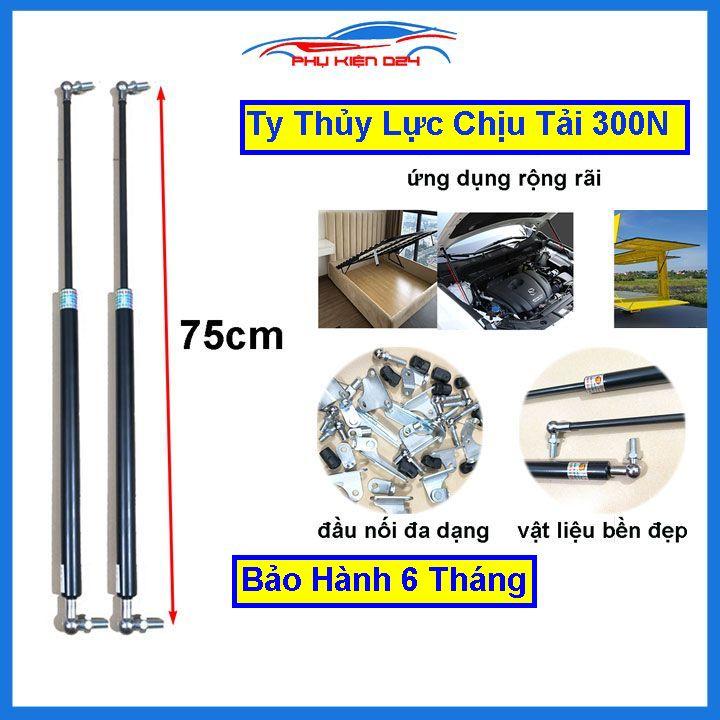 Bộ 2 ty thủy lực, ty cốp ô tô thanh chống nâng đẩy chịu tải 300N-30kg dài 75cm