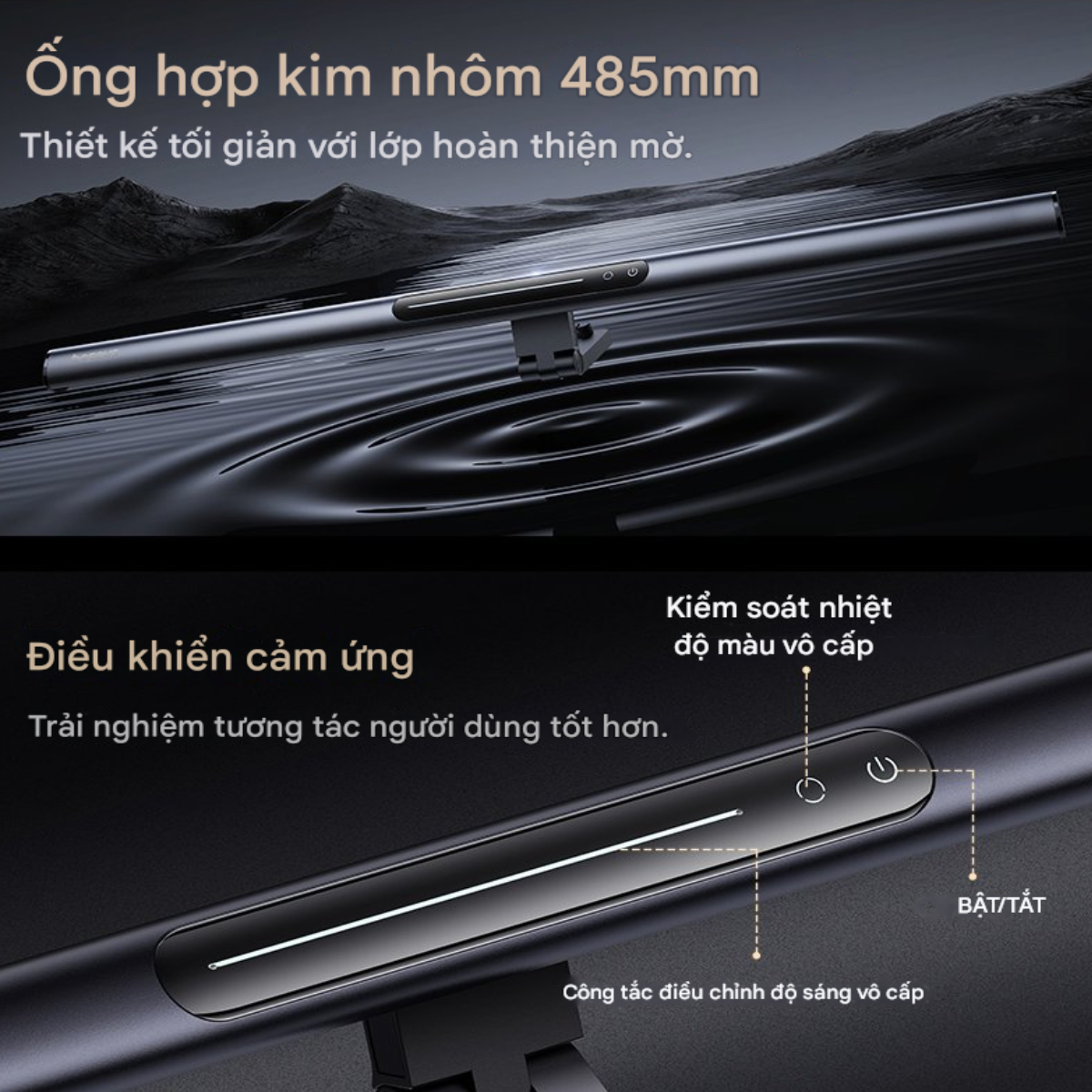 Đèn treo màn hình Baseus i-wok 3 Series Asymmetric Light Source Magnetic Screen Hanging Light (Ra > 95) - Hàng chính hãng