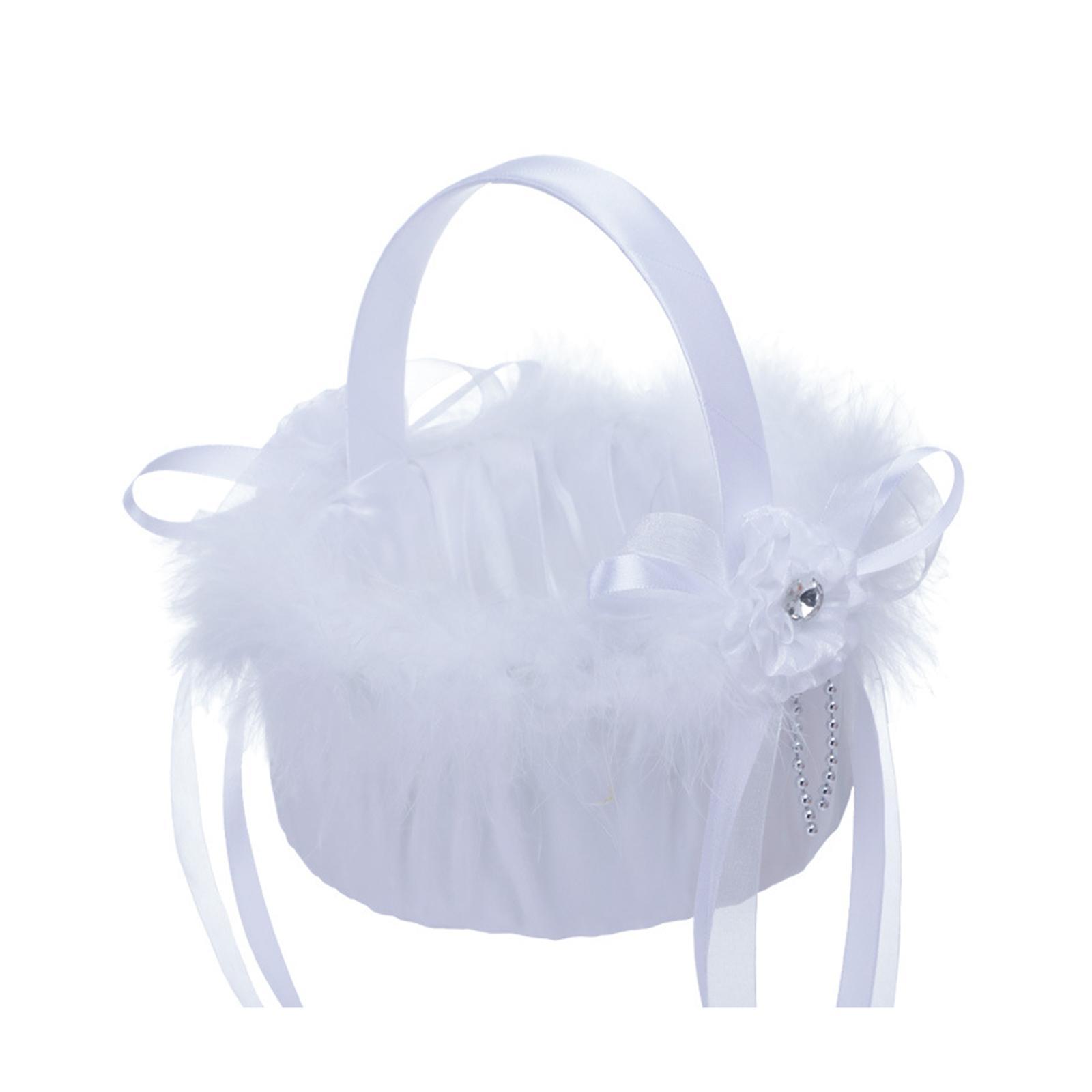 Flower Girl Basket Decor Elegant Multipurpose for Bridesmaid Bride Ceremony