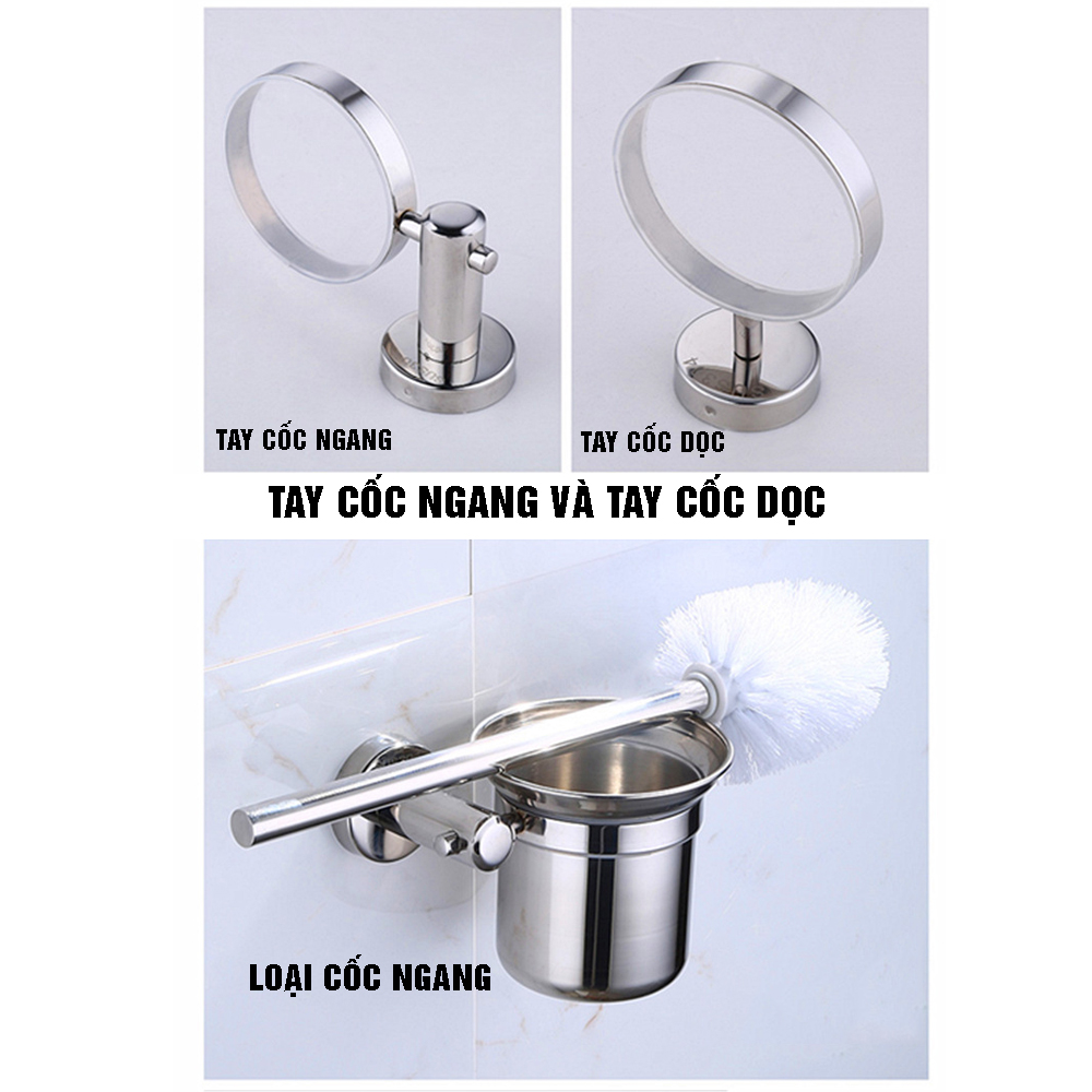 Bộ cốc chổi cọ bồn cầu, toilet nhà vệ sinh, sàn nhà treo tường, có giá đỡ bằng Inox 304 kháng khuẩn, không cần khoan, DAN HOUSE 3.11.11