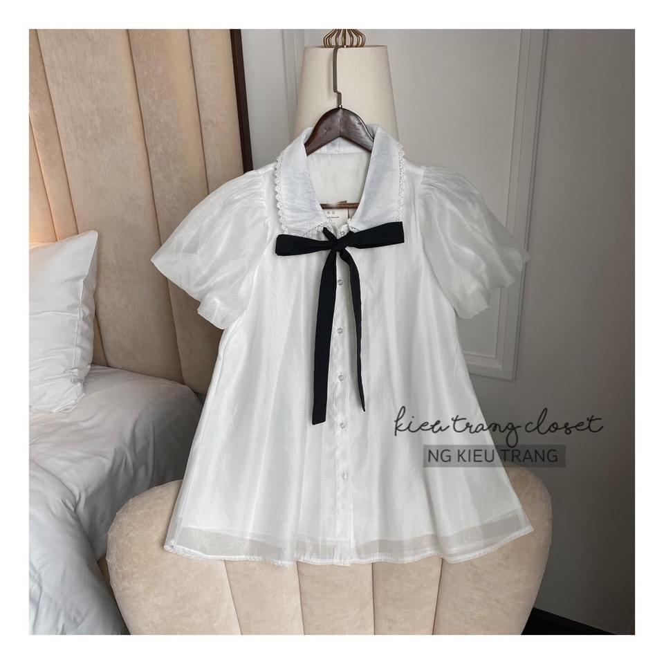 ÁO SƠ MI TƠ TAY BỒNG CỔ NƠ