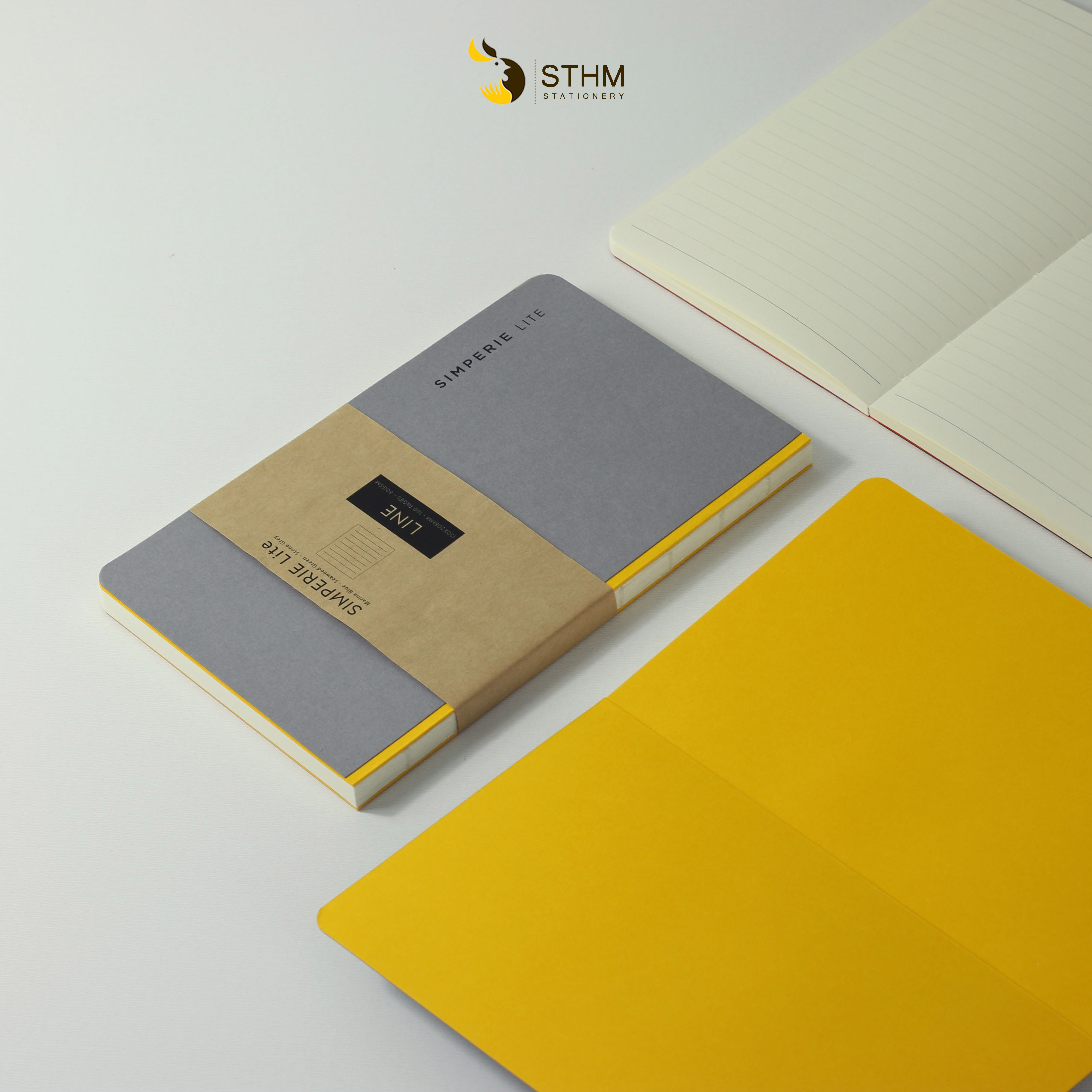 SIMPERIE LITE - Stone Grey - Sổ tay mở flat 180 độ - Ruột kem 80gsm có chấm chia cột - STHM stationery