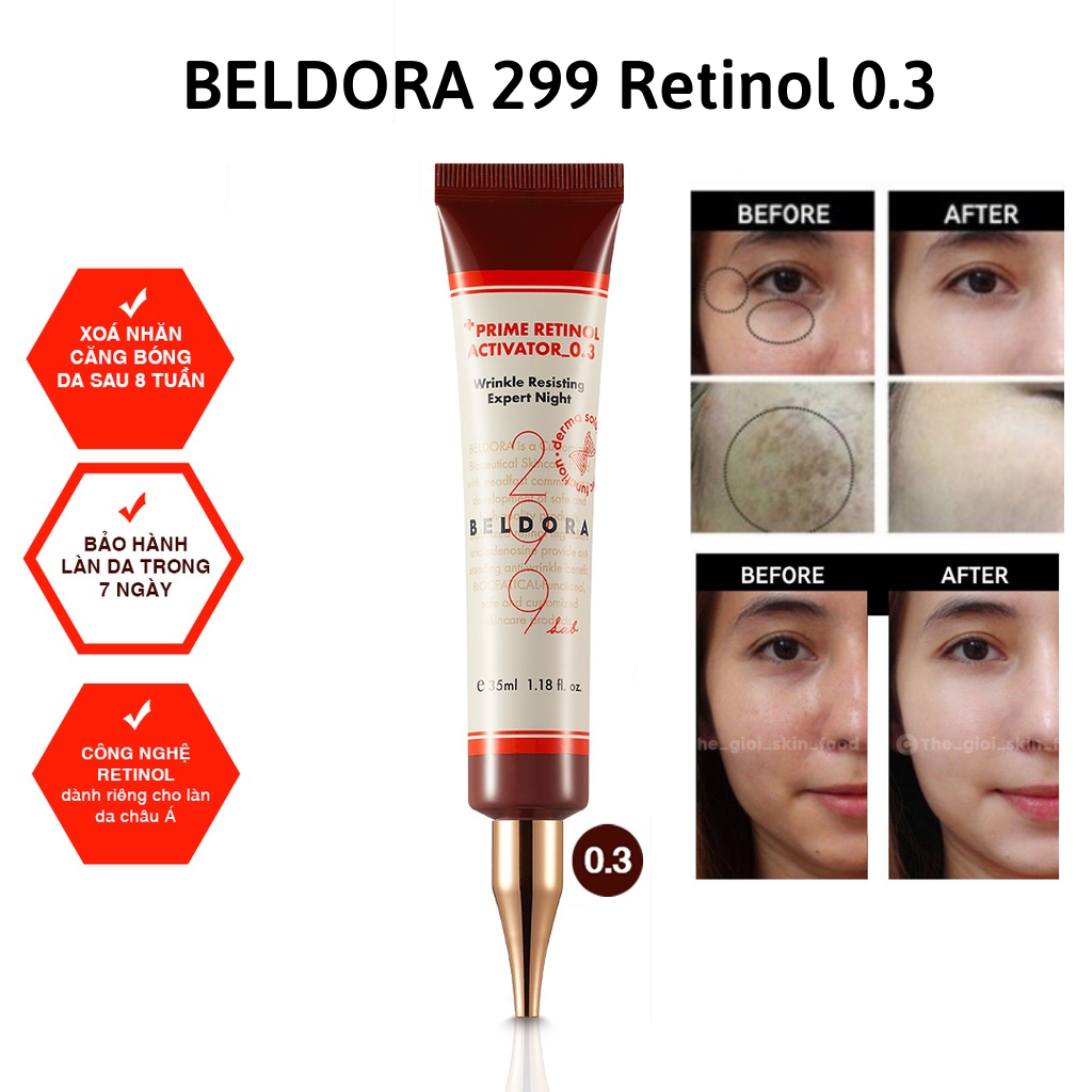 Kem Dưỡng Retinol 0.3 Xóa Nếp Nhăn, Căng Bóng Da Beldora 299 Prime Retinol Activator 0.3 35ml