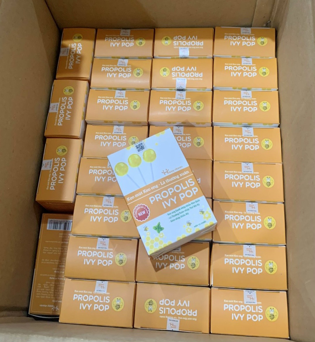 Kẹo Mút Keo Ong Lá Thường Xuân Happy Vitamin Hỗ Trợ Giảm Ho Dành Cho Trẻ