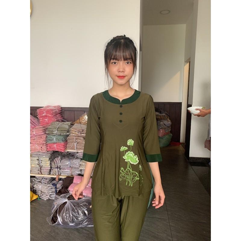 Đồ đi chùa _ thun phối hoa thêu