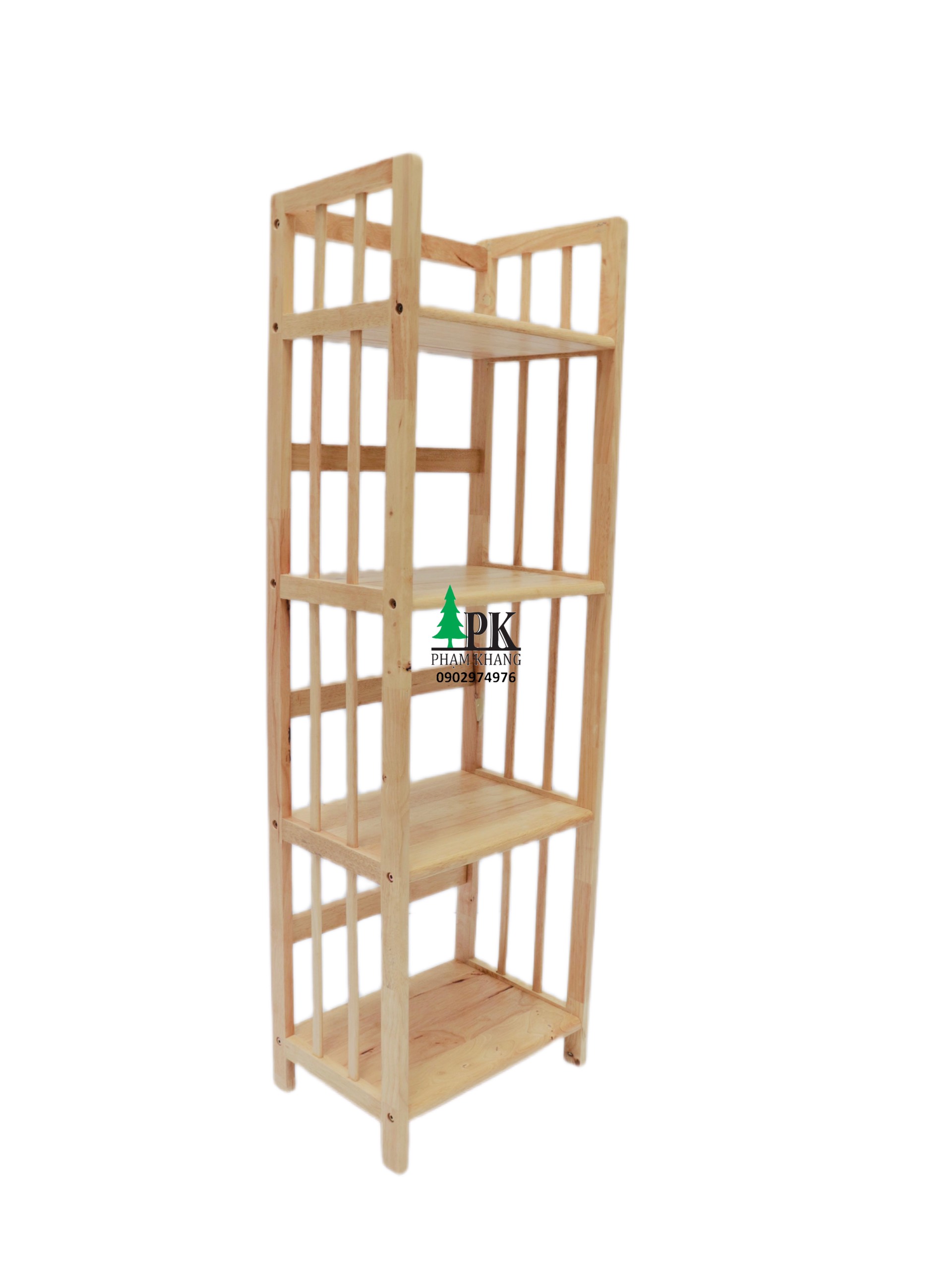 Kệ sách 4 tầng rộng 38 cm Start Decor - Gỗ cao su tự nhiên - Màu Gỗ Tự Nhiên/ Vàng Cherry