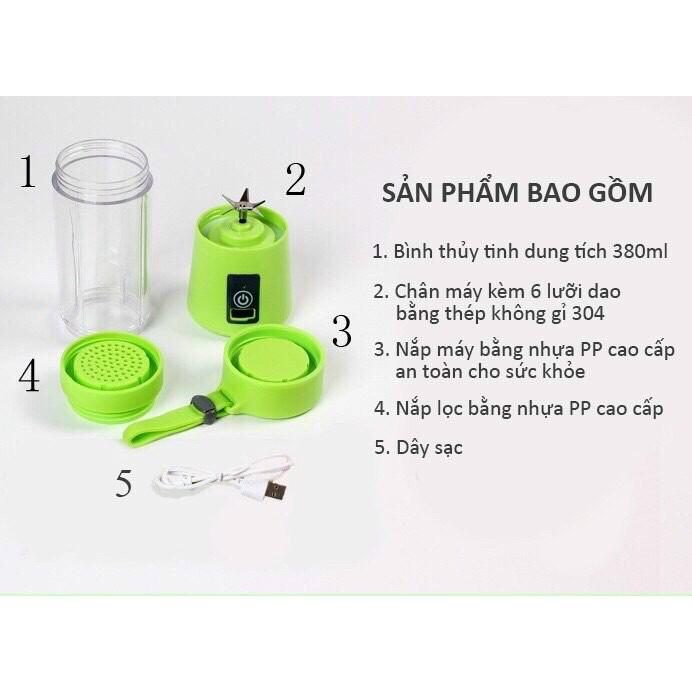 MÁY XAY SINH TỐ TÍCH ĐIỆN CẦM TAY JUICE CUP 6 LƯỠI