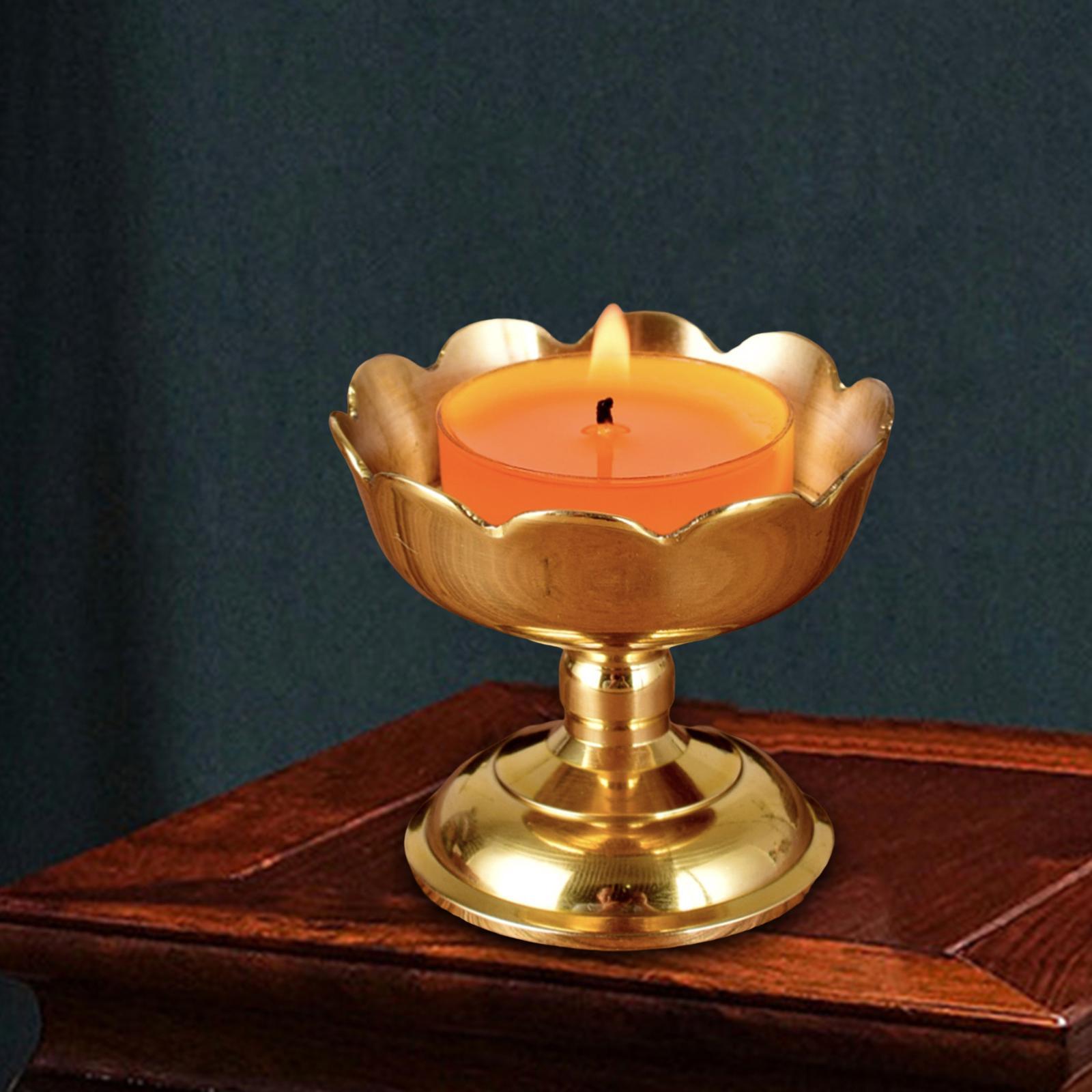 Metal Tibetan Ghee Lamp Holder Table Centerpiece Buddhist Light Holder