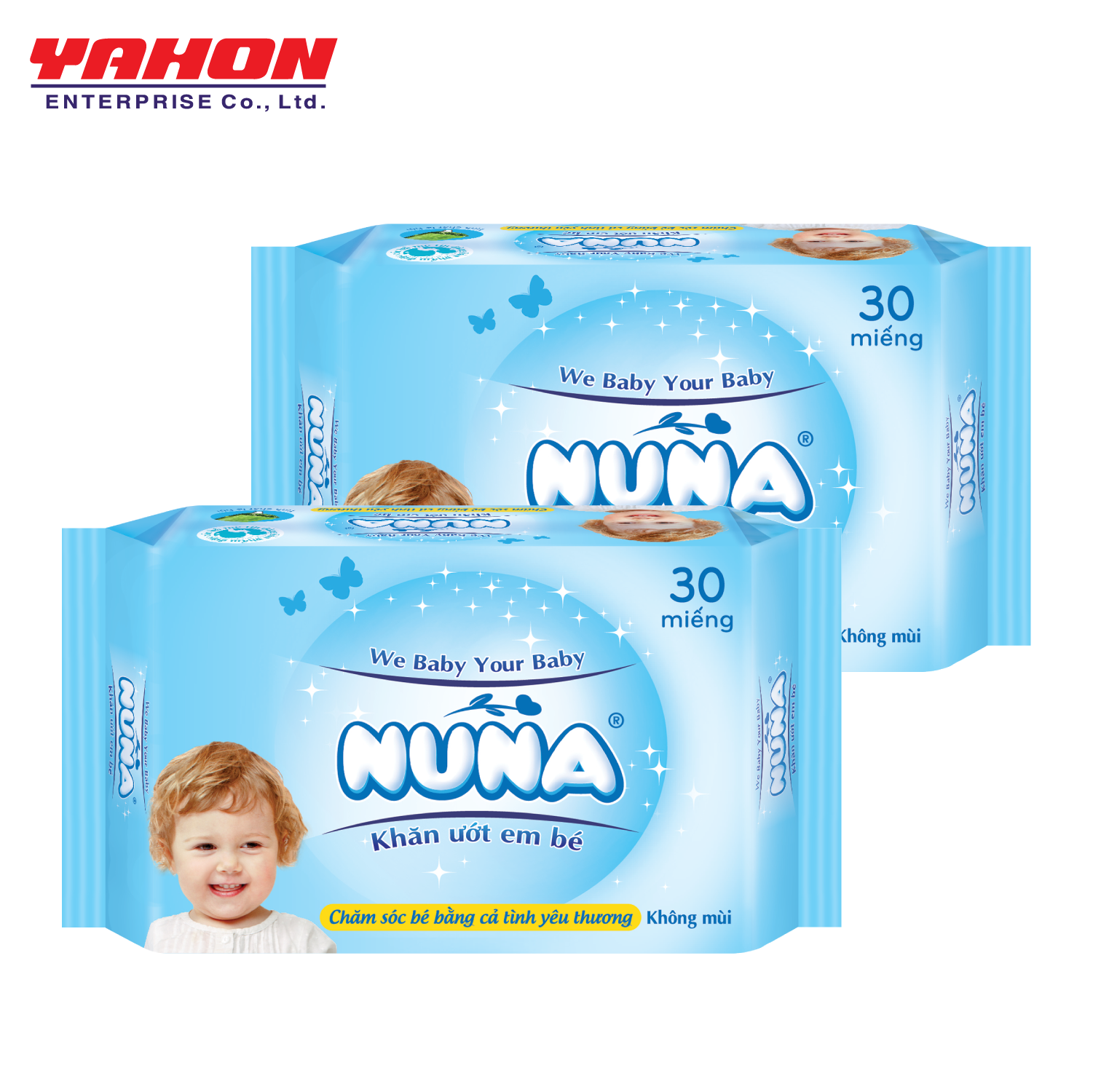 {THIẾT KẾ MỚI} Combo 5  Gói Khăn Ướt Em Bé Nuna  Bao Du Lịch  (30 Tờ x 5) Không Mùi