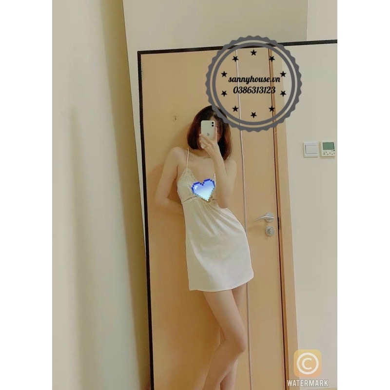 [Hàng Sẵn] Váy Ngủ Lụa Satin Cao Cấp D149, Kiểu Dáng Sexy, Quyến Rũ, Dây Chéo Lưng