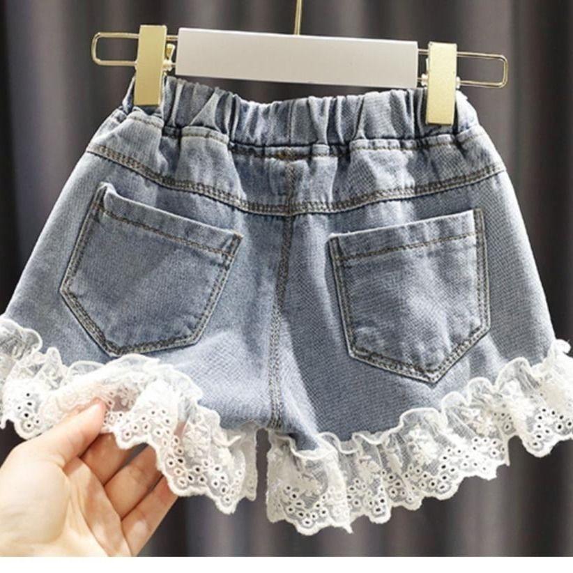 (QB24) Quần Short Jean Cho Bé Gái Mềm Mại, Co Giãn - Hàng Quảng Châu Cao Cấp