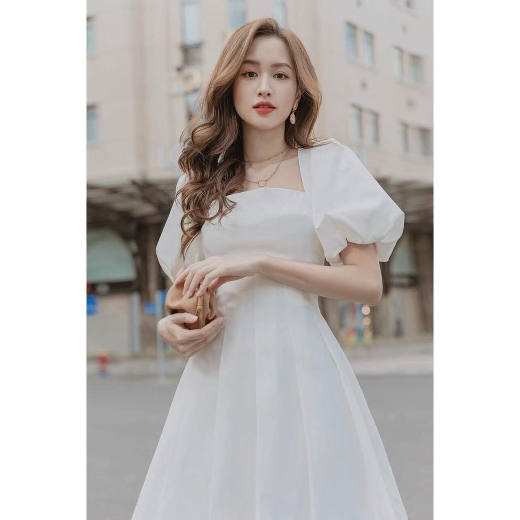 Đầm Tay Phồng Xếp Ly