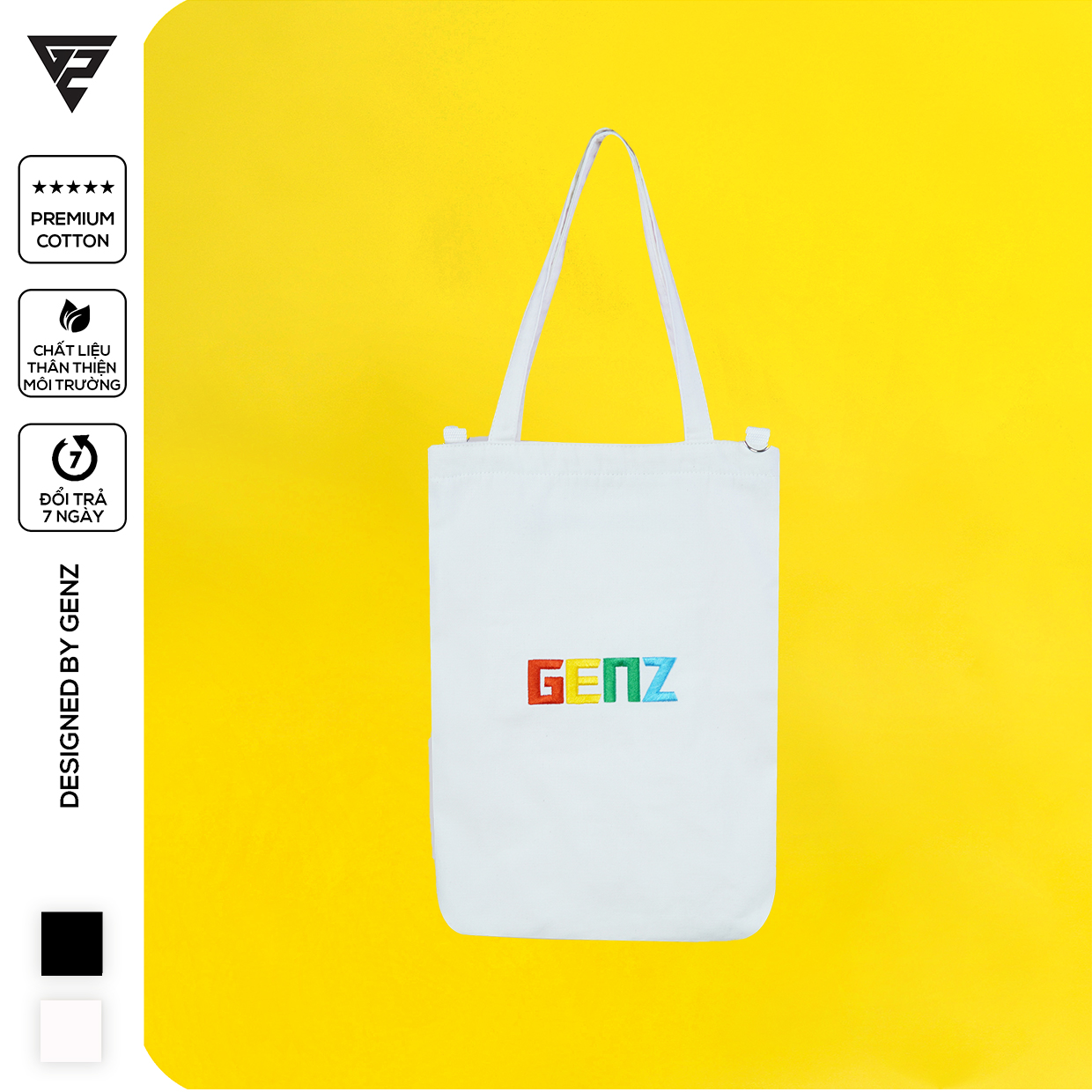 Túi tote GENZ vải canvas phong cách ulzzang unisex thêu chữ - ZB013