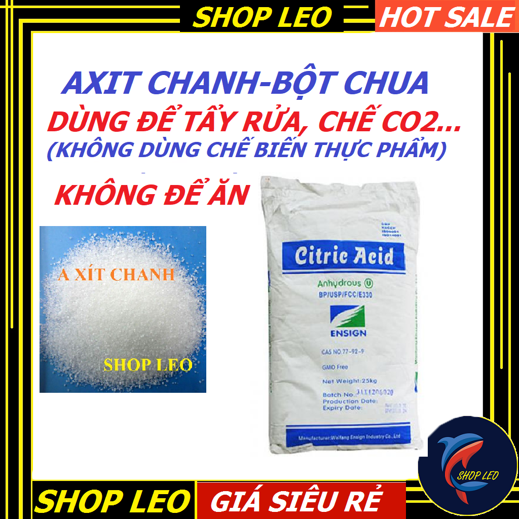 AXIT CHANH 1 KG C6H8O7 - BỘT CHUA KHÔNG DÙNG TRONG CHẾ BIẾN THỰC PHẨM, KHÔNG DÙNG ĂN