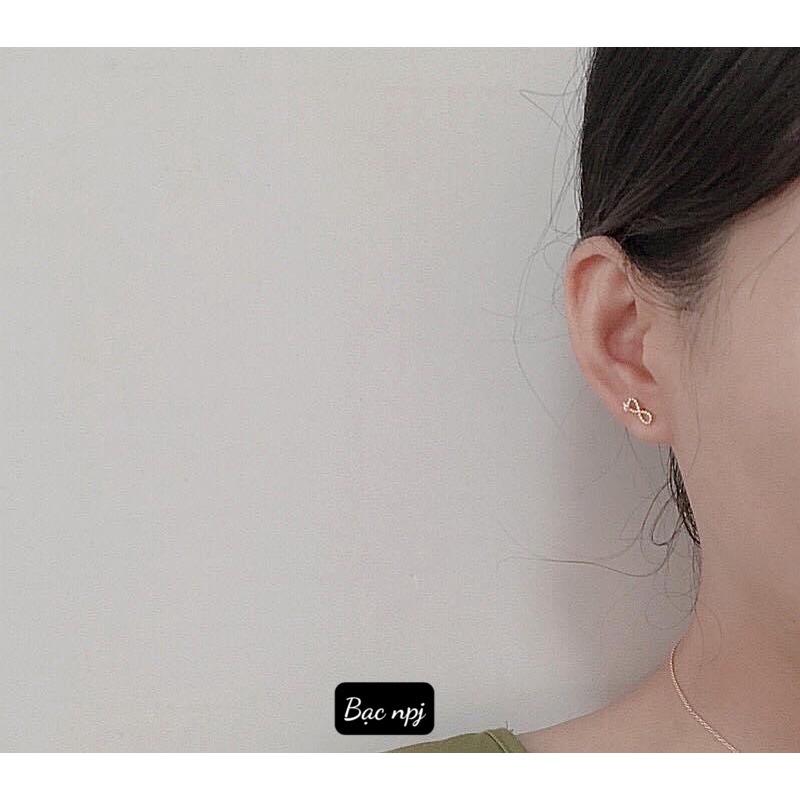 Bông tai vô cực nhỏ nhắn, xinh xắn, chuẩn bạc - bạc npj